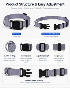 Reflective Nylon Dog <b>Collar</b> <b>Leash</b> Set Adjustable Buckle <b>Pet</b> Lead Set for Walking Training - Product Image 4