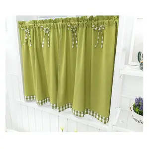 American Style Pastoral Handmade Bow Tie Kitchen Short Door Curtains Decorations For Home Textiles