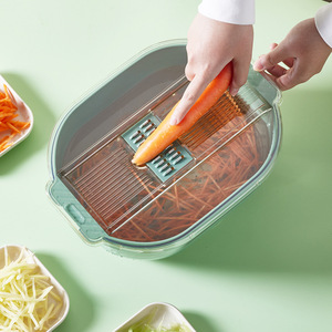 Multifunctional Vegetable Cutter With <b>Drain</b> <b>Basket</b> Shredder For Potato Cucumber Grating Kitchen Use Green And White - Product Image 1