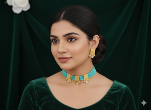 Conjunto de Collar de Joyería Antigua Hermosa de Estilo Elegante para Fiestas, con Acabado Dorado Brillante, Diseño Tradicional Elegante para Mujer - Product Image 5