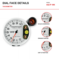 MrGauge 125mm Tachometer Mobil Motor Stepper Warna Putih 0-10000RPM Pengukur RPM Balap dengan Lampu Shift untuk Kendaraan 832 P 10K