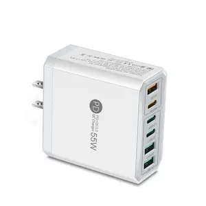 Cargador móvil 6 Puerto USB PD y carga rápida 3,0 55W cargador de pared USB rápido 55W PD para iPhone personalizado aceptar