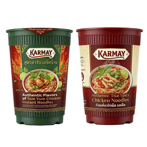 Nouilles instantanées au poulet Tom Yum authentiques KARMAY en gobelet 75g-120g 700ml en plastique PP de qualité alimentaire, design à paroi ondulée ronde - Product Image 1