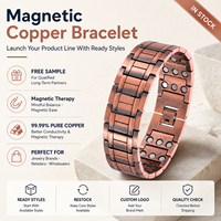 Joyería Magnética de Cobre Puro, Joyería de Terapia Magnética, Brazalete de Cadena de Triple Hilera Vintage para Venta al por Mayor y Suministro de Marca Personalizada