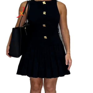 Abito Mini Estivo 2026 da Donna di Buona Qualità, Trasparente, Dolce, Plissettato, Senza Maniche, Vestibilità Slim, Eco-Friendly, per Feste e Serate - Product Image 1