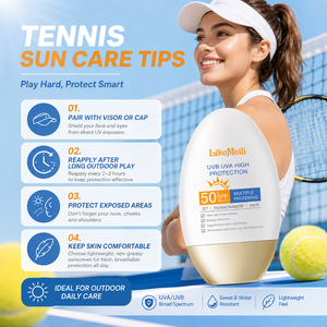 Crème solaire SPF50+ PA+++ pour le tennis, protection UVA UVB, légère, non grasse, pour le visage et le corps, usage quotidien en extérieur - Product Image 2