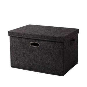 Clothing Organizer <b>Storage</b> <b>Box</b> Rectangle Black Foldable With Metal Handle For Wardrobe Use - Product Image 1