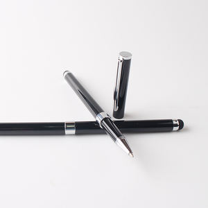 Stylo en métal à encre gel personnalisé noir avec stylet - Product Image 4