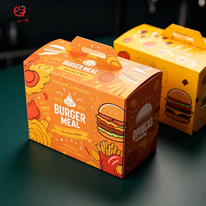 EBB Custom Printed Eco-Friendly Recyclable Heavy-Duty Kraft Paper Fried Chicken <b>Box</b> <b>Burger</b> Fries Fast Food Packaging - Product Image 1