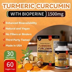 ขมิ้นชันผสมไบโอเพอรีน 1500 มก. - 60 แคปซูลผัก 95% คิวคูมินอยด์ ช่วยเสริมสร้างการตอบสนองเพื่อสุขภาพ - Product Image 2