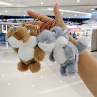 En gros, Porte-clés en peluche Loup de prairie de dessin animé créatif, Breloques de sac mignonnes, Poupées, Porte-clés en peluche exquis, Cadeau pour enfants