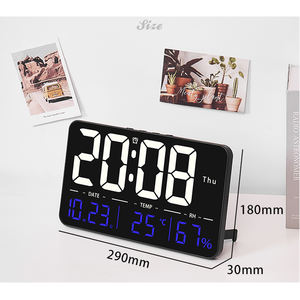 Horloge réveil LED minimaliste à grands chiffres, lumineuse, silencieuse, calendrier perpétuel, température, télécommande, salon, télévision, vente en gros - Product Image 4