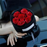 Lovebay Valentinstag Muttertag Geschenk Leder-Bouquet mit Ewigen Glitzer-Rosen Langlebiger Natürlicher Konservierter Rosenstrauß