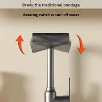 Robinet cascade en céramique à poignée unique, design moderne, pour lavabo, salle de bain, cuisine, toilettes - Robinet à poser sur le comptoir