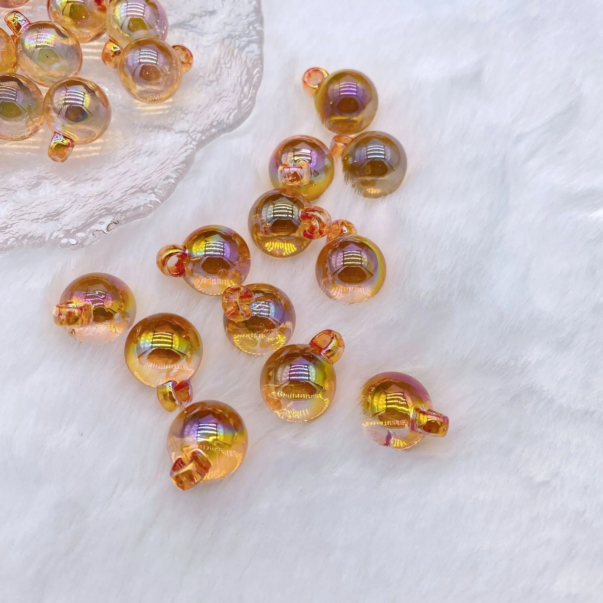 بيع بالجملة المعلقات الاكريليك مستديرة لصنع المجوهرات مطلي بالأشعة فوق البنفسجية الكريستال شنقا قلادة سلسلة المفاتيح سحر الملونة Acces