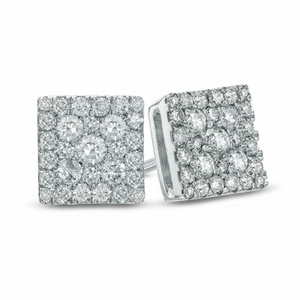 10K Gold Rhodium Plated 0.60TCW Diamond Cluster <b>Stud</b> <b>Earrings</b> for Women Classic Style - Product Image 2