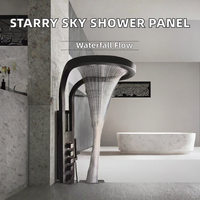 Colonne de douche sur pied en laiton, tendance TikTok, avec jets pluie ciel étoilé, jets cascade spa et colonnes intelligentes brossées, pour appartement