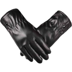 Fulishu Men's Winter <b>Warm</b> Touchscreen <b>Gloves</b> Pu Leather Black Outdoor Cycling Motorcycle <b>Gloves</b> - Product Image 5
