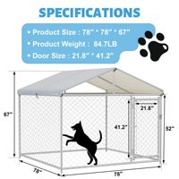 Chenil pour chien de luxe en métal robuste de grande taille pour l'intérieur, de haute qualité, avec serrure sécurisée, dimensions 78''L x 78''W x 67''H