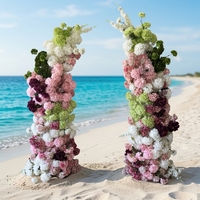 Arche florale en soie faite à la main, haute simulation, rose et verte, pour événements de mariage