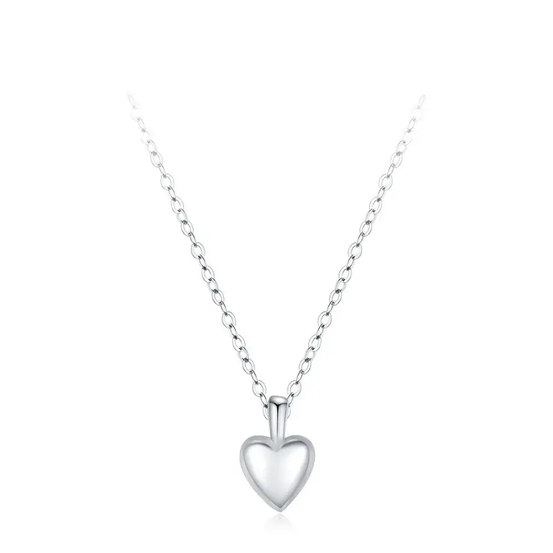 Hot Sale Collarbone Necklace 925 Sterling Silver Minimalist Heart Pendant Cross Chain for Women Jewelry Making