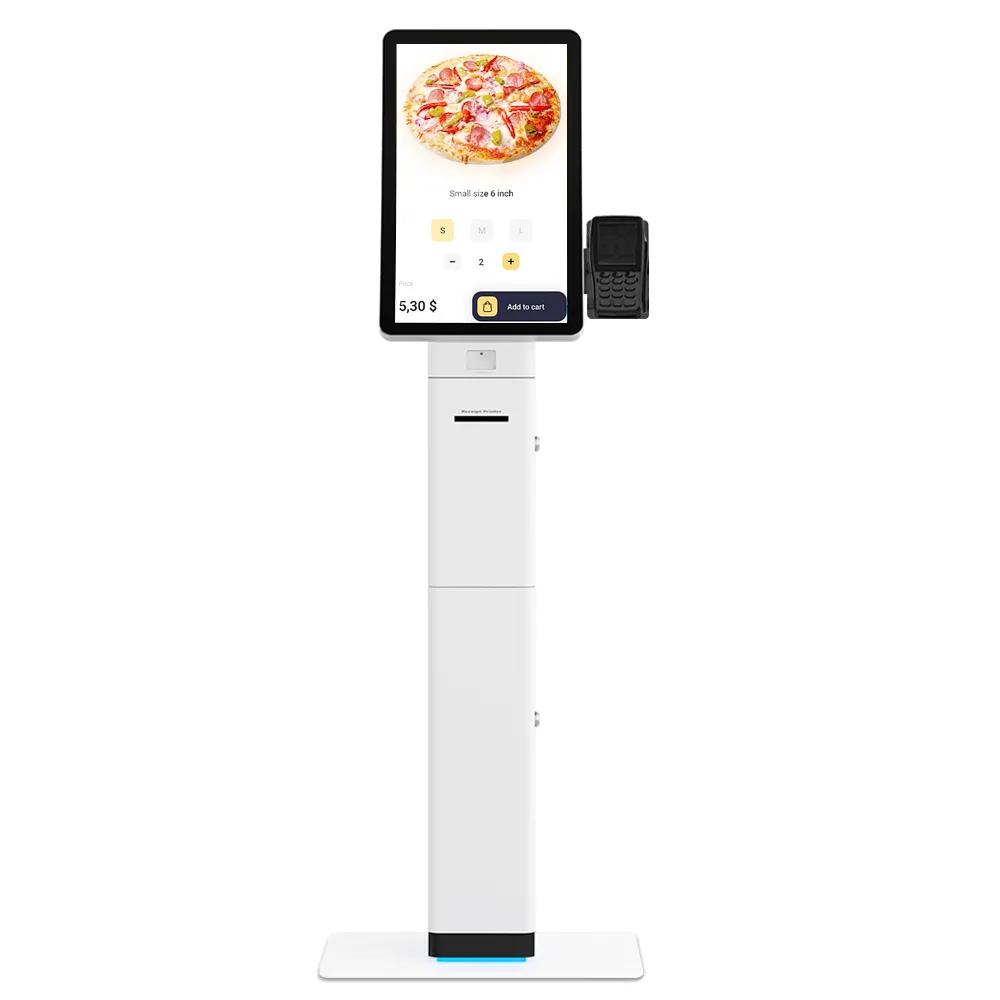 Verwenden von Win 23,6 ''Smart Restaurant Bestellung POS Payment Terminal Kiosk Self Service Touchscreen