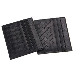 <span class=keywords><strong>Portefeuille</strong></span> fin de luxe pour femme en cuir véritable, porte-cartes en peau d'agneau tressée, porte-cartes de mode pour femme - Product Image 2