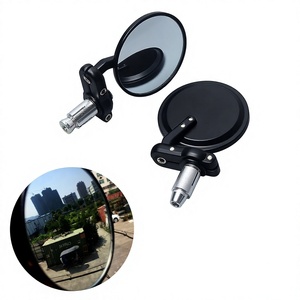 Rétroviseur universel pour moto 22 mm, miroir rond plat pour guidon de scooter, style rétro, placement gauche, en métal - Product Image 3