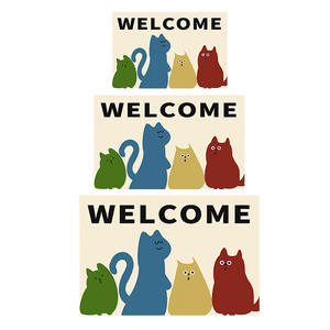 พรมเช็ดเท้ารูปแมวการ์ตูน รูปทรงสี่เหลี่ยมผืนผ้า สำหรับใช้ภายในอาคาร ซักด้วยเครื่องได้ ทนทาน ป้องกันคราบสกปรก ดีไซน์ทันสมัย วัสดุผ้าปูที่ถูพื้น 1 ชิ้น - Product Image 1