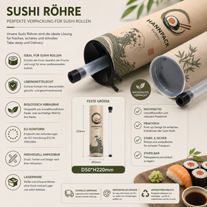 Emballages alimentaires en tube de papier cylindrique écologiques et recyclables personnalisés, boîte en papier cylindrique <span class=keywords><strong>pour</strong></span> sushis et rouleaux faits à la main - Product Image 4