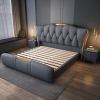 Lit de rangement moderne et confortable avec revêtement en cuir de qualité supérieure, taille Queen/King, certifié E0, directement de l'usine JUNYUHAO