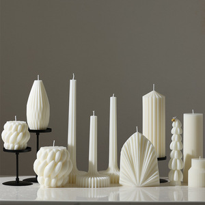 40 bougies créatives géométriques blanches en cire de soja écologique, style nordique, art aromathérapie, faites à la main, modèle 091 ODM/OEM - Product Image 1