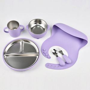 Juego de Vajilla Premium para Bebé de 6 Piezas, Acero Inoxidable 304, Silicona con Diseño de Dibujos Animados, Ecológico, No Tóxico, Apto para Lavavajillas, Diseño Moderno - Product Image 1