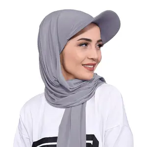 Syh10 New Arrive Instant Premium Jersey Hijab Scarf Shawls With Baseball Cap Silky Jersey Scarf Hijab