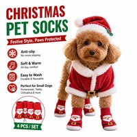 Chaussettes de Noël PAIPET pour chiens, lot de 4 chaussettes antidérapantes à motif de patte de Père Noël, bottes douces et chaudes pour petits chiens, vente en gros