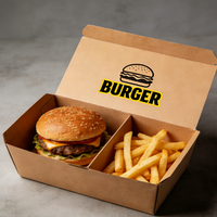 Caja de Papel para Comida Rápida con Logotipo Personalizado, Caja para Pollo Frito, Hamburguesas, Papas Fritas, Alitas de Pollo, Aperitivos Callejeros, Empaque para Comida Rápida