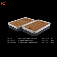 GB003 vente en gros de plaque de glace sèche à grain de bois rectangulaire pour restaurant plat de vaisselle durable en mélamine sashimi