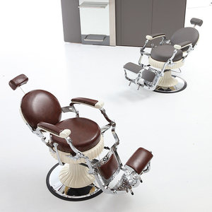 Fauteuil de Barbier Hydraulique, Chaise de Coiffure Professionnelle en Métal à Dossier Rond, Mobilier de Salon de Beauté - Product Image 4