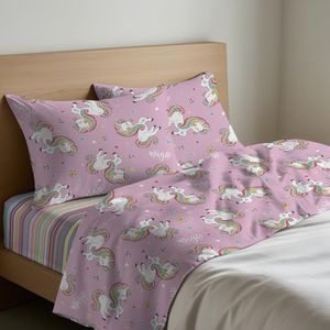 Juego de Sábanas de Unicornio 100% Algodón, Tamaño Italiano, con Funda Nórdica - Product Image 2