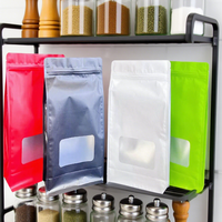 Sachet de café personnalisé avec logo, fond plat, 250g, 500g, 1kg, avec fermeture éclair et valve, fenêtre, type stand-up, sac en plastique pour thé et café