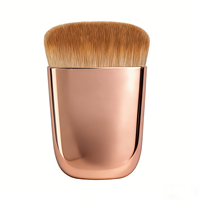 Kuas Foundation Gagang Berlapis Elektro, Kuas Makeup Sintetis Lembut Datar untuk Meratakan Foundation Cair, Alat Kosmetik