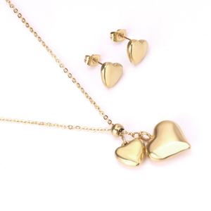 Asonsteel BRAND <b>WEDDING</b> <b>BRIDAL</b> GOLD JEWELRY SET FASHIONABLE 24K GOLD Heart Key Pendant Earrings JEWELRY SET - Product Image 5