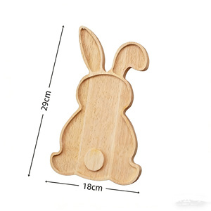 Bandeja de madera con forma de conejo para refrigerios y frutas, decoración de Pascua, diseño de conejo de color sólido - Product Image 2