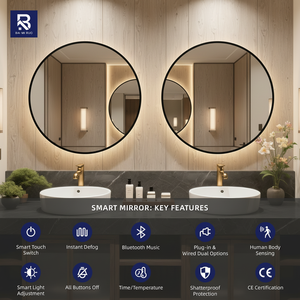 Modern <strong>Large</strong> <strong>Round</strong> Decorative Wall <strong>Mirror</strong> for Hotel, Ultra-Clear Explosion-Proof Eco-Friendly <strong>Mirror</strong> Ideal for Living Room - Product Image 2