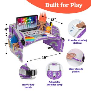 Muestra gratuita de bandeja de viaje para niños con pizarra de borrado en seco, artículos esenciales para viajes, soporte para tableta anticaídas, escritorio portátil, juguete para niños pequeños - Product Image 3