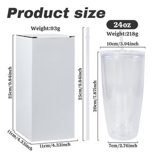 Op Maat Gemaakte Plastic Dubbele Wand 24Oz Acryl Sneeuwbol Tuimelaar Met Stro En Plug - Product Image 2