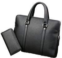 Porte-documents de bureau en cuir de haute qualité pour homme, doublure en polyester souple, fermeture éclair, sac bandoulière imperméable