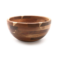 Vente en gros gros gros bols à pâtes de fruits en bois petit grand bol en bois d'acacia à mélanger ensembles de bols de service à salade en bois avec serveurs