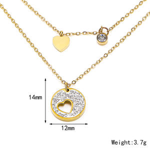 Collier en acier inoxydable en forme de double cœur, tendance Instagram, style japonais et coréen, pour femme, exquis et original - Product Image 2