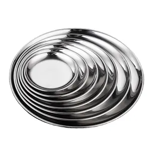 Metal Dinner Plate Soup Basin Dish Cheap Wholesale Polish Stainless Steel Chafing Round Tray for restaurant